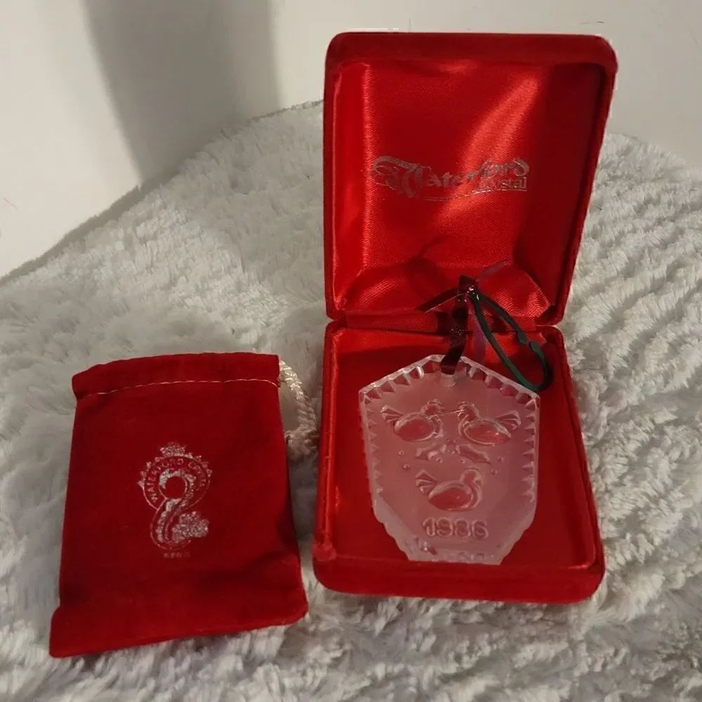 Vtg Waterford Crystal 12 Days of Christmas "3 French Hens" Crystal Ornament